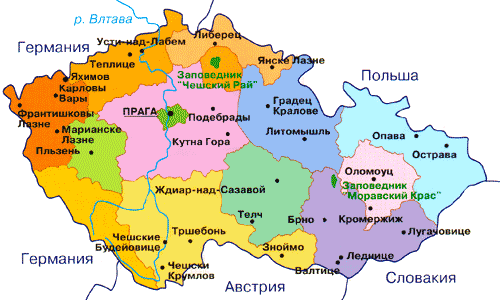 Карта Чехии, подробная карта Чехии, скачать карту Чехии