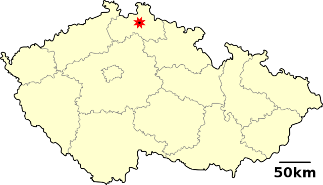 город Либерец на карте Чехии