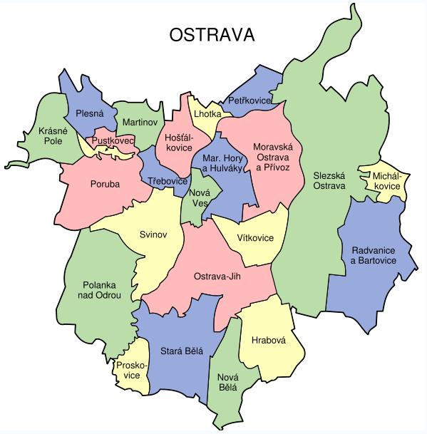Городские части в Остраве