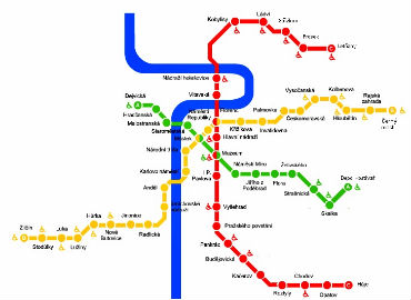 Схема метрополитена в Праге