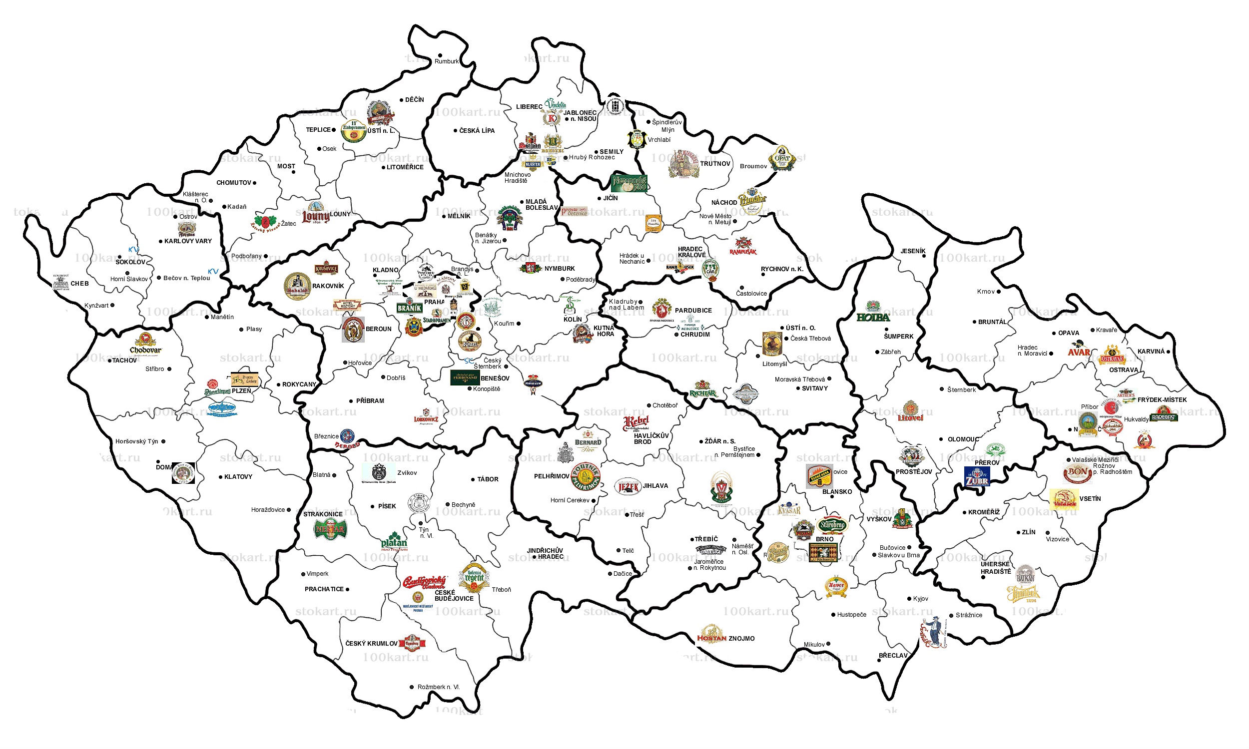 Карта пива в Чехии